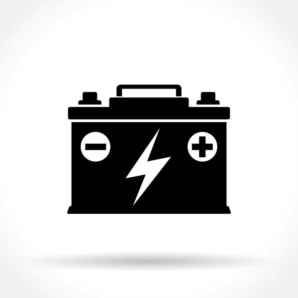 car battery icon Illustration of car battery icon on white background car battery stock illustrations
