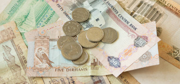 United Arab Emirates money background stock photo