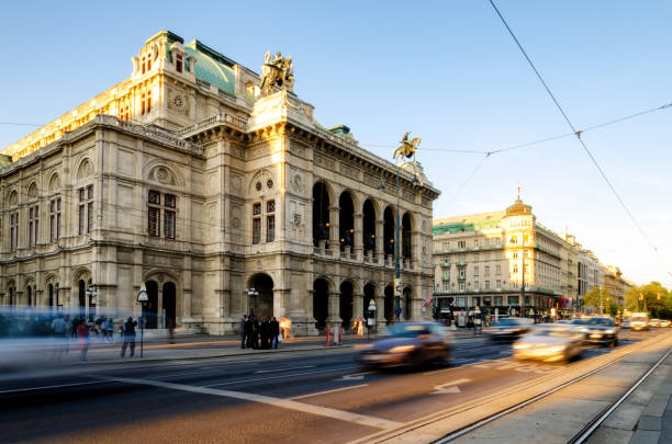 Vienna's State Opera House (Staatsoper) at night, Austria.