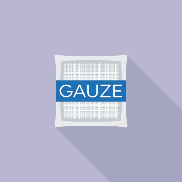 gaze-pad für erste-hilfe-symbol - gauze stock-grafiken, -clipart, -cartoons und -symbole