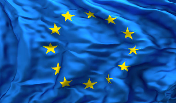 istock European flag in turbulent wind 807266372