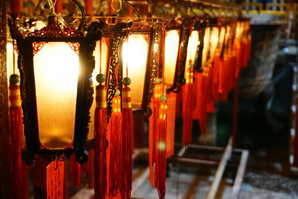 istock Hanging lanterns in Man Ho Temple, Hong Kong 807273000