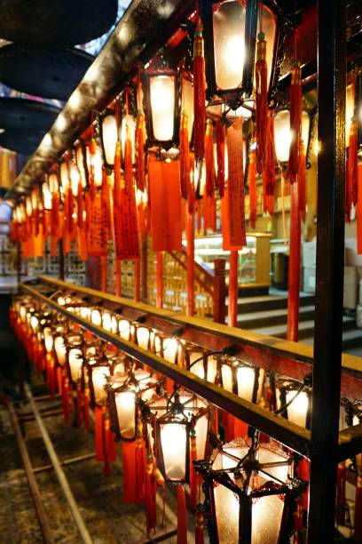 istock Hanging lanterns in Man Ho Temple, Hong Kong 807273076