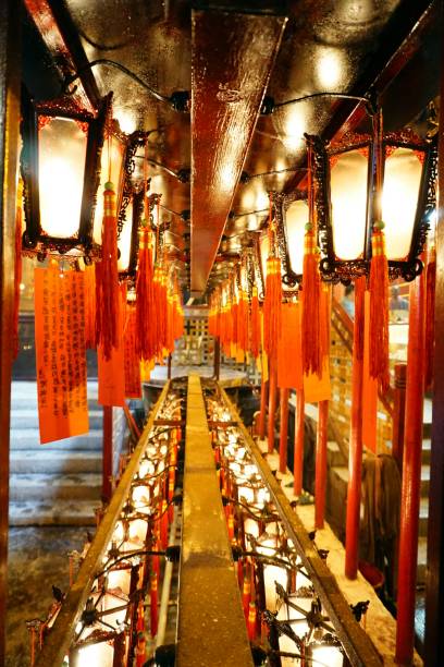 istock Hanging lanterns in Man Ho Temple, Hong Kong 807273090