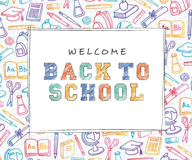 Back to School Background with line art icons Back to School Background with line art icons education backgrounds stock illustrations