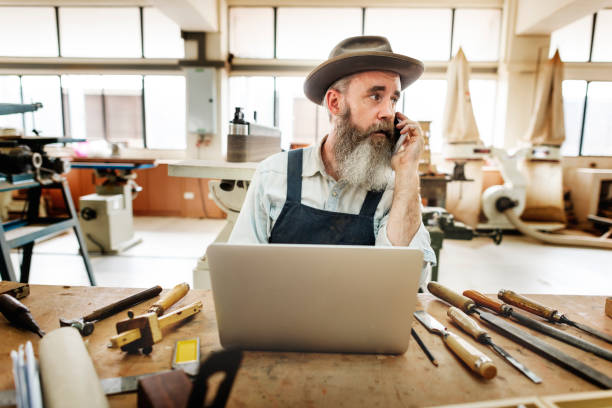 istock Carpenter Craftsman Handicraft Wooden Workshop Concept 807281096