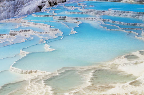 minerały w pamukkale - mineral waterfall water flowing zdjęcia i obrazy z banku zdjęć