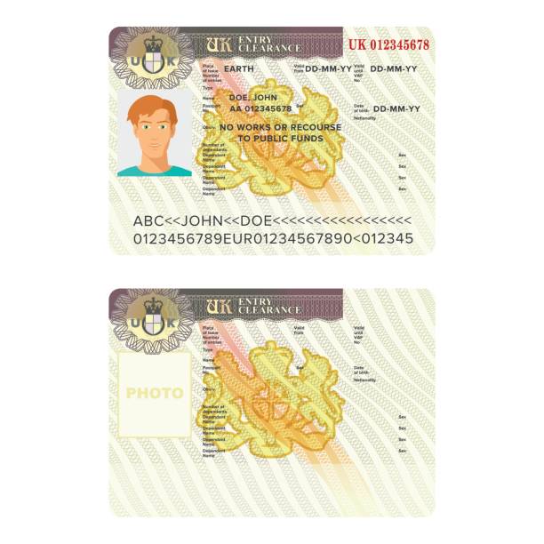 istock United Kingdom or England visa passport sticker templates. 807282568