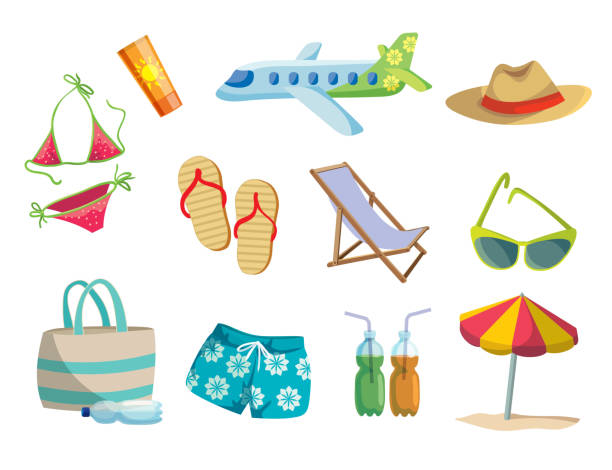 istock Summer, vacation on the beach, travel. Set of colored vector icons on white 807284182