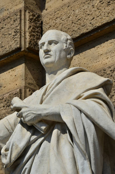 Cicero, ancient roman senator and philosopher Cicero the greatest orator of the Ancient Rome, marble statue in front of the Old Palace of Justice in Rome (19th century) consul photos stock pictures, royalty-free photos & images