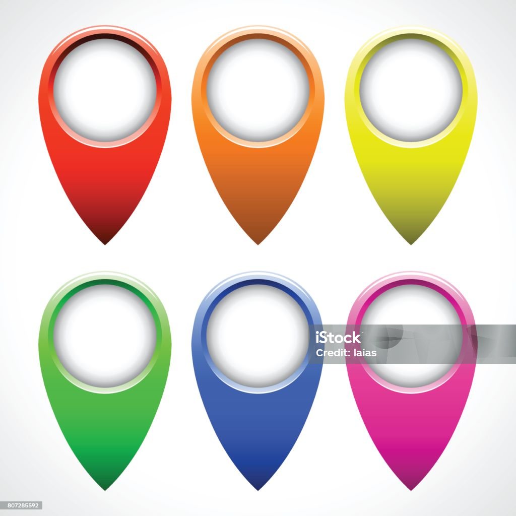Map Pointer Solid Color Color Map Pointer Vector Set Isolated On White Background Stock ...