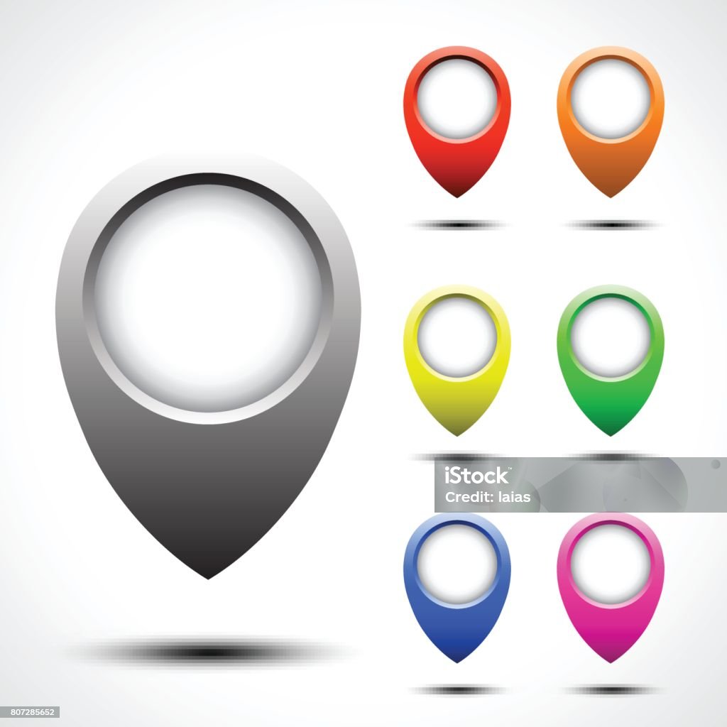 Map Pointer Solid Color Color Map Pointer Vector Set Isolated On White Background Stock ...