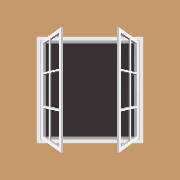 Open window frame icon Open window frame icon. Add your own image or text. Vector illustration of an open window. singapore flats stock illustrations