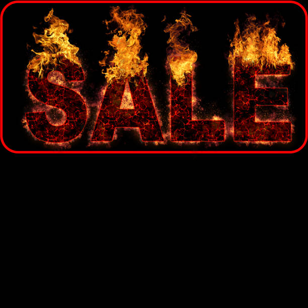 istock Retail SALE artwork with a realistic fire effect against a black background. Great for signs posters web marketing and more. Hot sales billboard banner with glowing text in flames. 807288538