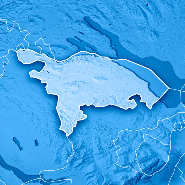 cantón de thurgau de suiza render 3d mapa topográfico azul frontera - thurgau fotografías e imágenes de stock