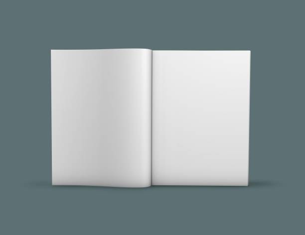 istock Open blank pages magazine, catalog standing on floor with shadow mock up 3D render. 807298070