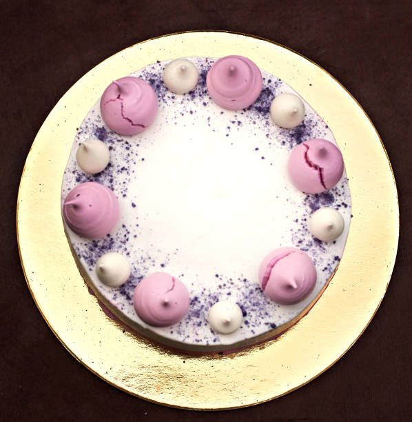 istock Cake decorated with pink meringues 807302966