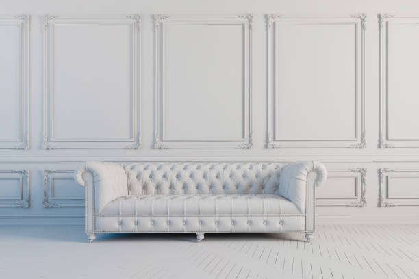 istock 3d render of beautiful clean vintage interior with leather couch 807324466
