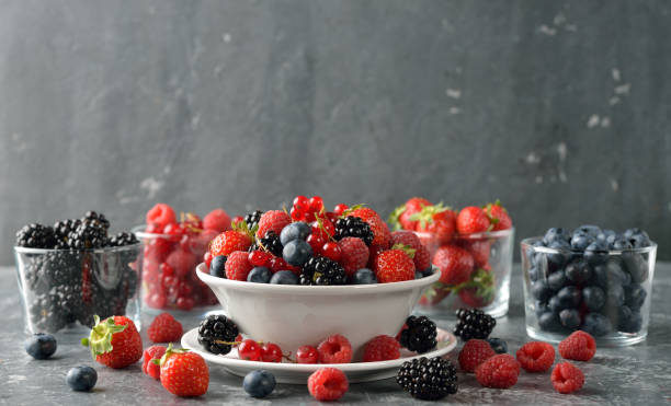 istock Salad of fresh forest berries 807324546