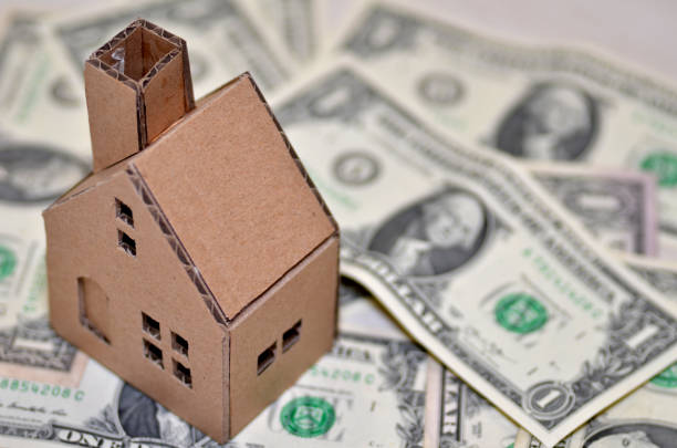 istock Paper made house stands on dollar money 807325128