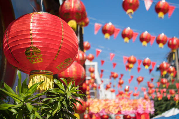 istock Chinese new year lanterns in china town. 807340612