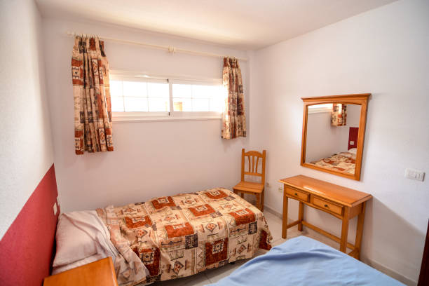 istock Interior of a hotel bedroom 807378592