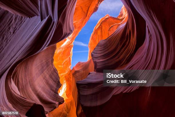 Beautiful View Of Amazing Sandstone Formations In Famous Lower Antelope Canyon Near The Historic Town Of Page At Lake Powell American Southwest Arizona Usa Stock Photo - Download Image Now