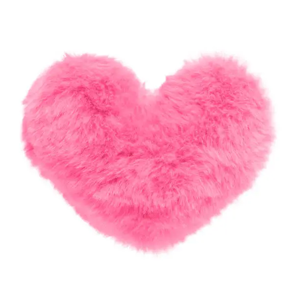 Photo of Shaggy pink heart isolated on white background