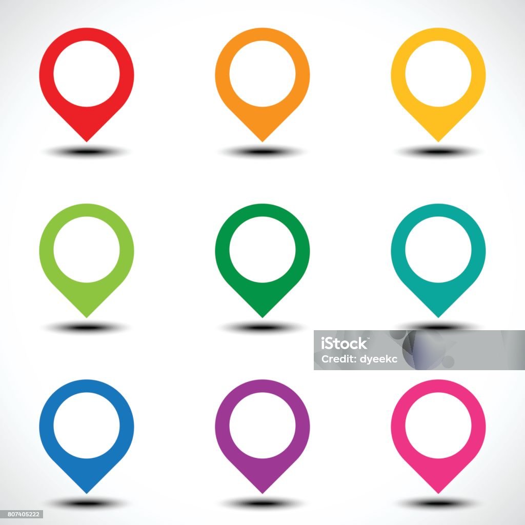 Map Pointer Solid Color Color Map Pointer Vector Set Stock Illustration - Download Image Now ...