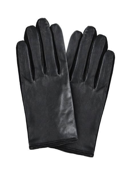 Black mens leather gloves isolated on white