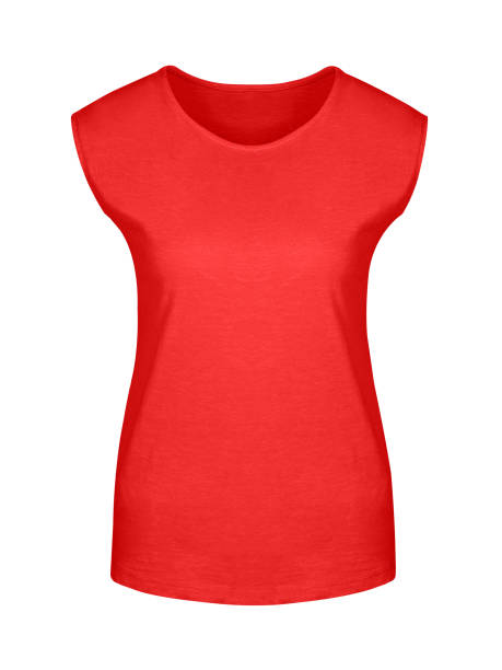 istock Woman`s red t-shirt isolated on white 807409036