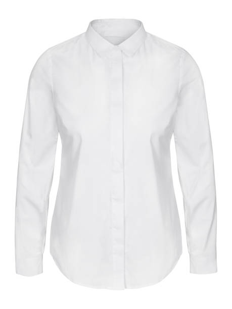 istock Womans white business shirt on invisible mannequin isolated on white 807409164