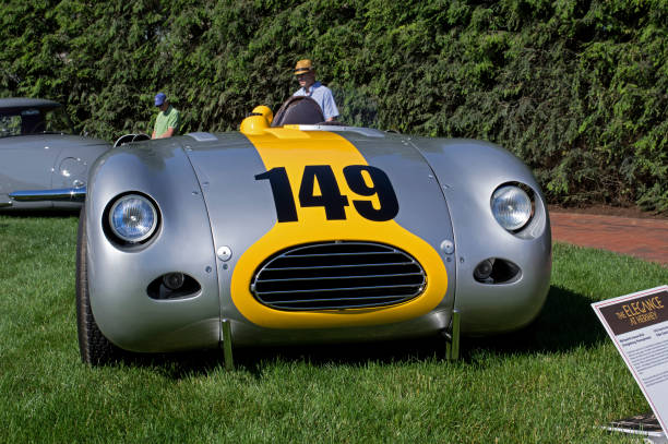 Hershey, PA, USA-June 11, 2017:  1955 Kurtis Kraft 500X Roadster, Zidar Special stands on display at a vintage car show called the Elegance at Hershey.  The racer is powered by a Chevrolet V-8. Of the six cars made four survive.