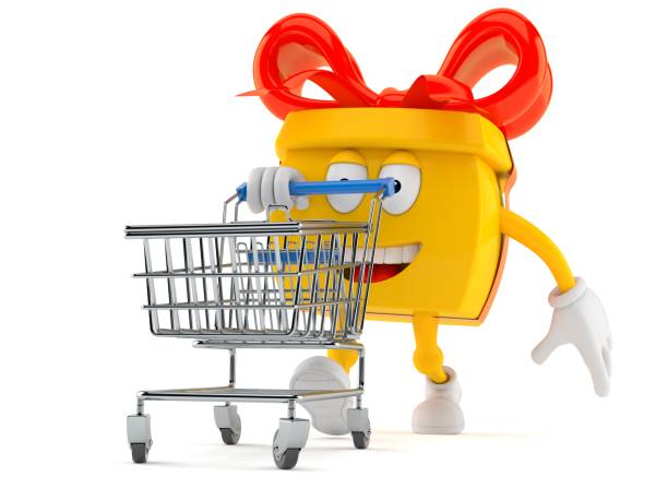 istock Gift character with shopping cart 807415500