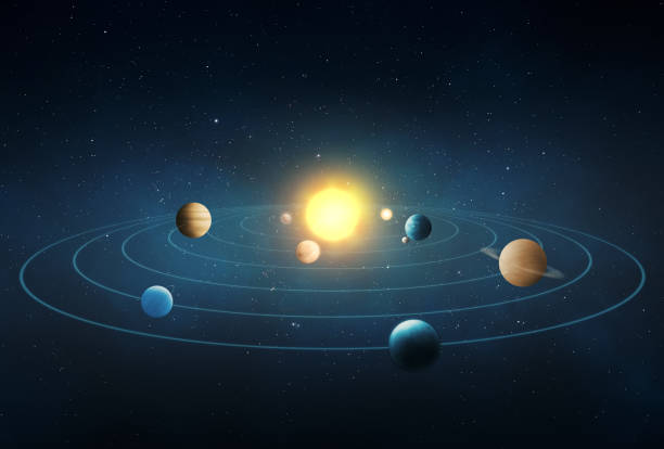 Solar system Graphical representation of our Solar system orbiting stock pictures, royalty-free photos & images