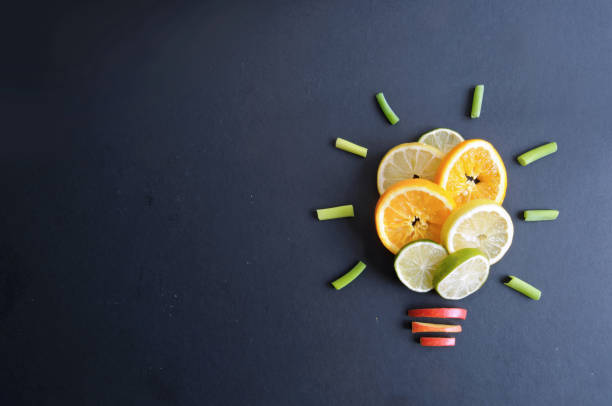istock Healthy food light bulb ideas concept 807424854