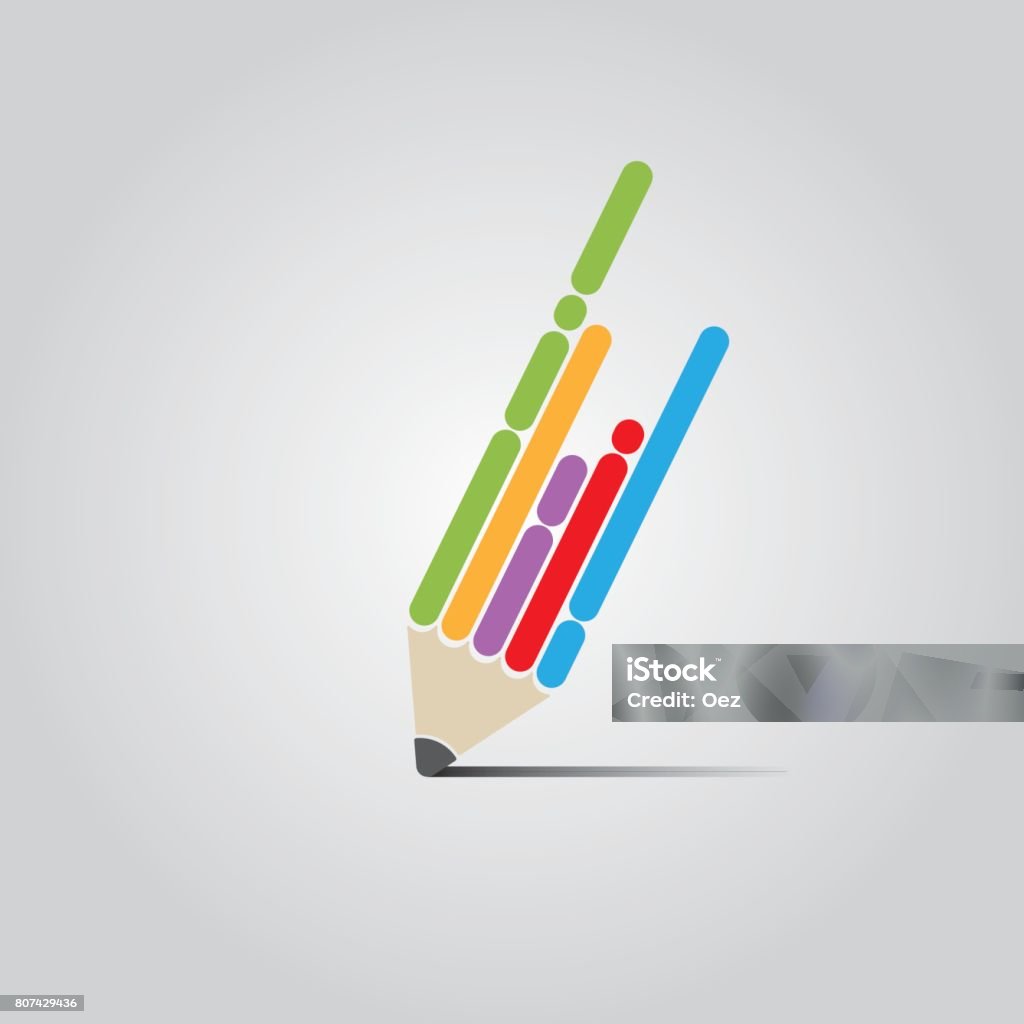 Flat Pen Design Colorful Vector Flat Pen Design Concept. Writing - Activity stock vector