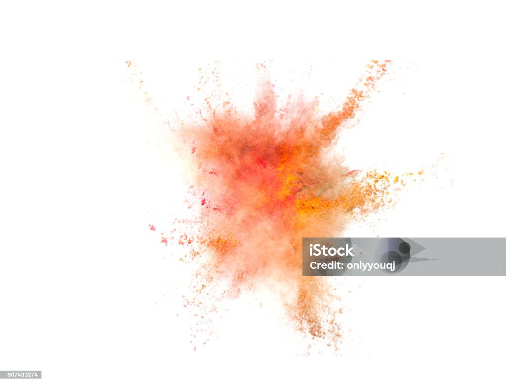 Explosão de cores sobre fundo branco em pó - Foto de stock de Explodir royalty-free