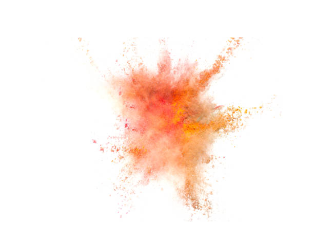 explosion of colored powder on white background - opening ceremony flash imagens e fotografias de stock