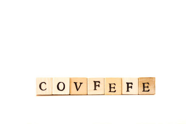 istock COVFEFE: Written in Wood Block Letters, White Background 807434300