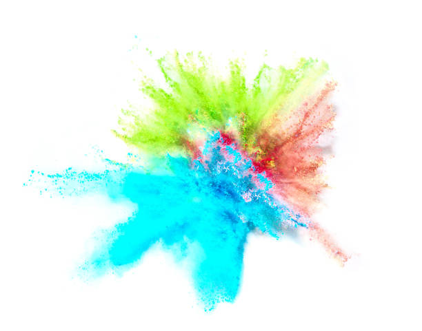 istock Explosion of colored powder on white background 807434678