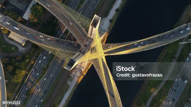 Aerial View Of Estaiada Bridge In Sao Paulo Brazil Stock Photo - Download Image Now