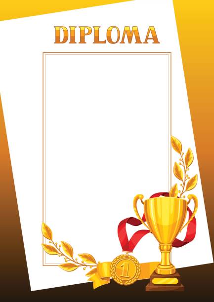 istock Diploma with realistic gold awards. Certificate for sports or corporate competitions 807446226
