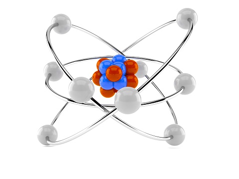 Atom model isolated on white background