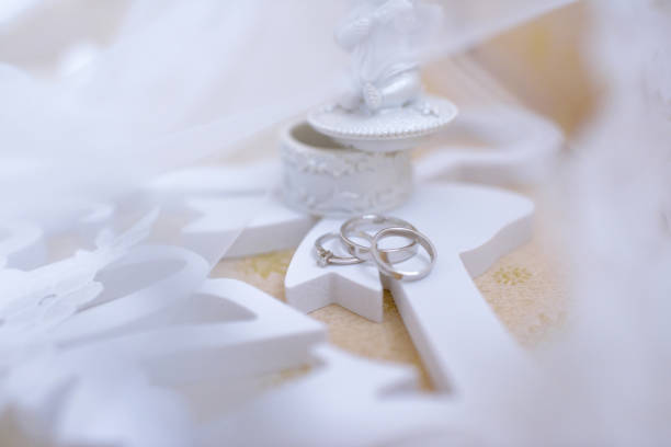 istock Beautiful wedding rings for bride and groom 807452138