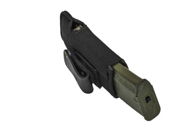 istock Carrying weapons case: military tactical cartridge pouch made from high-tech fabric with quick connection system, close up, isolated 807462606
