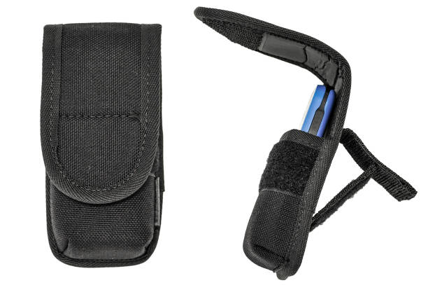 istock Carrying weapons case: military tactical cartridge pouch made from high-tech fabric with quick connection system, close up, isolated 807463258