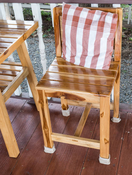 istock Wooden chair and table set. 807487280