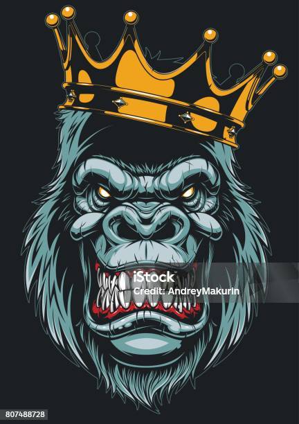 Vetores de Cabeça De Gorila Feroz e mais imagens de Gorila - Gorila, Coroa - Enfeite para cabeça, Rei - Pessoa Real