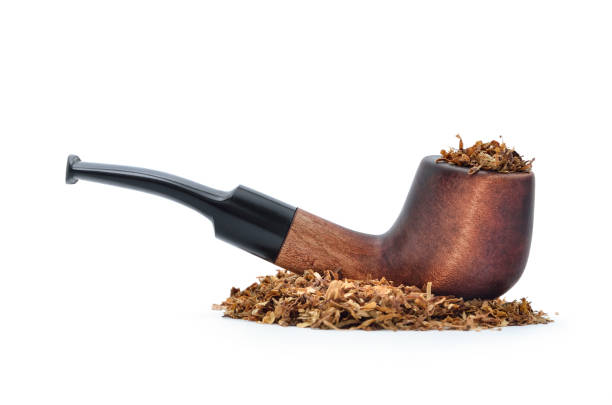 Smoking pipe and tobacco isolated on white background Smoking pipe and tobacco isolated on white background. nicotiana rustica stock pictures, royalty-free photos & images